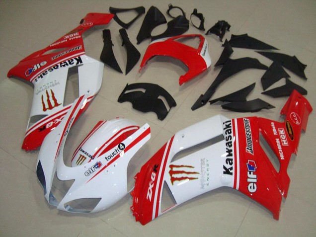 Discount 2007-2008 Red and White Kawasaki ZX6R Bike Fairing UK Discount 2007-2008 Red and White Kawasaki ZX6R Bike Fairing UK
