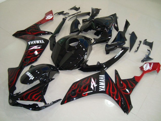 Discount 2007-2008 Glossy Black Flame Yamaha YZF R1 Motorcycle Fairings Kits UK Discount 2007-2008 Glossy Black Flame Yamaha YZF R1 Motorcycle Fairings Kits UK
