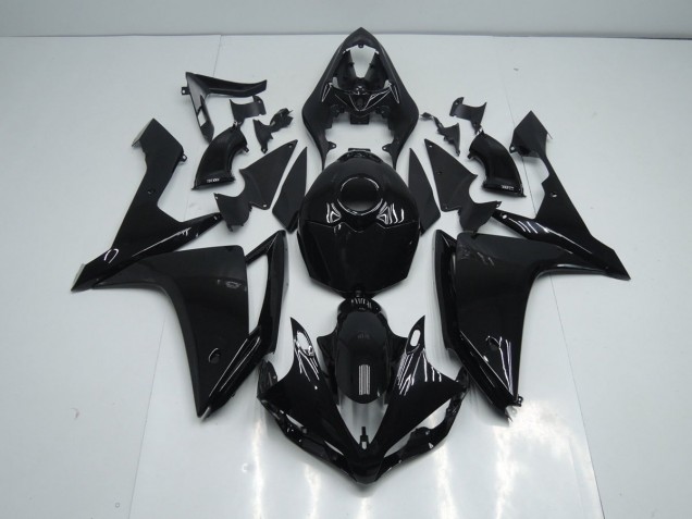 Discount 2007-2008 Glossy Black Yamaha YZF R1 Motorcycle Fairing Kit UK
