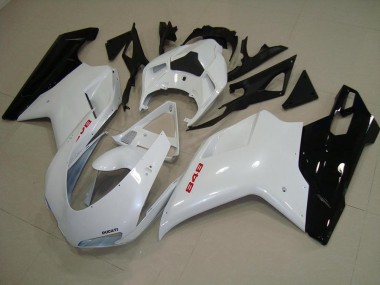 Discount 2007-2014 Pearl White Black Ducati 848 1098 1198 Motorcycle Fairing Kits UK