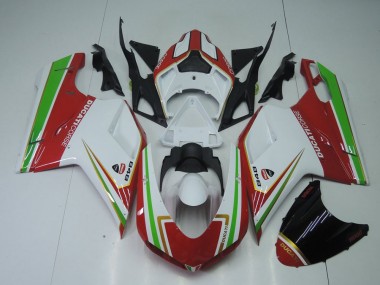 Discount 2007-2014 Red White and Green Ducati 848 1098 1198 Replacement Motorcycle Fairings UK