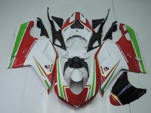 Discount 2007-2014 Red White and Green Ducati 848 1098 1198 Replacement Motorcycle Fairings UK Discount 2007-2014 Red White and Green Ducati 848 1098 1198 Replacement Motorcycle Fairings UK