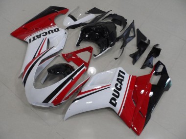 Discount 2007-2014 Red White Black Ducati 848 1098 1198 Bike Fairing Kit UK