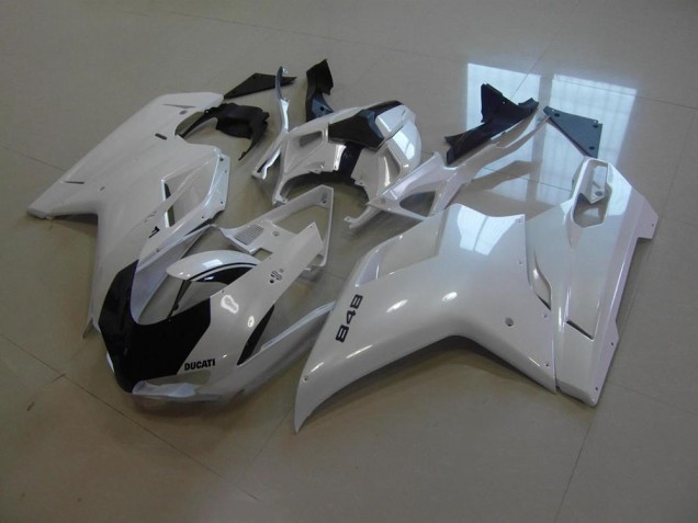 Discount 2007-2014 Pearl White Black Stripe Ducati 848 1098 1198 Motorcycle Replacement Fairings UK Discount 2007-2014 Pearl White Black Stripe Ducati 848 1098 1198 Motorcycle Replacement Fairings UK