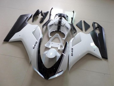 Discount 2007-2014 White and Black Stripe Ducati 848 1098 1198 Replacement Fairings UK