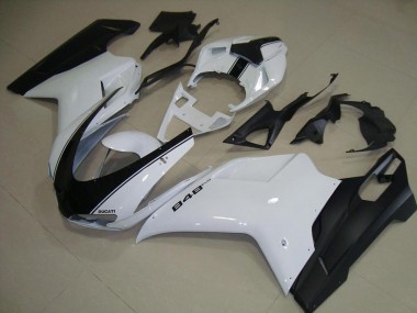 Discount 2007-2014 White Matte Black Ducati 848 1098 1198 Motorcycle Fairing UK