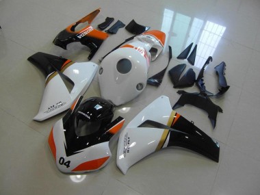 Discount 2008-2011 White and Black and Orange Race Honda CBR1000RR Motorcycle Fairing UK