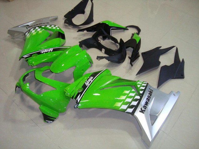 Discount 2008-2012 Green Silver Kawasaki ZX250R Motorcycle Fairings Kit UK Discount 2008-2012 Green Silver Kawasaki ZX250R Motorcycle Fairings Kit UK
