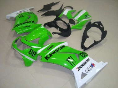 Discount 2008-2012 Green and White Kawasaki ZX250R Bike Fairing UK
