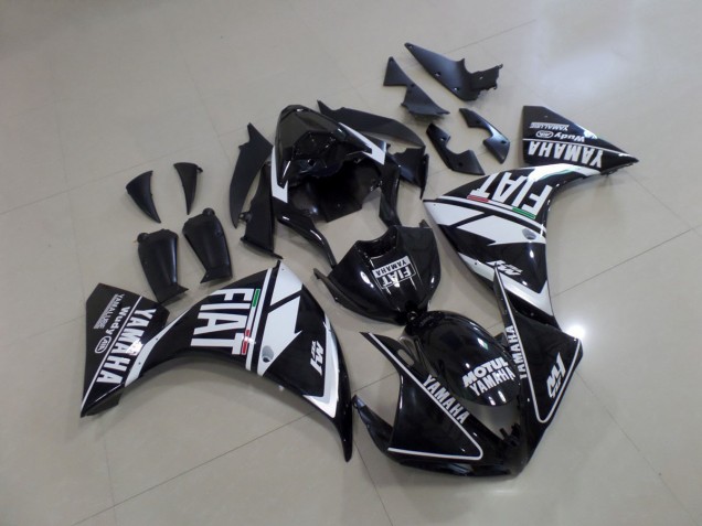 Discount 2009-2011 Black White Fiat Yamaha YZF R1 Motorcycle Fairing Kit UK