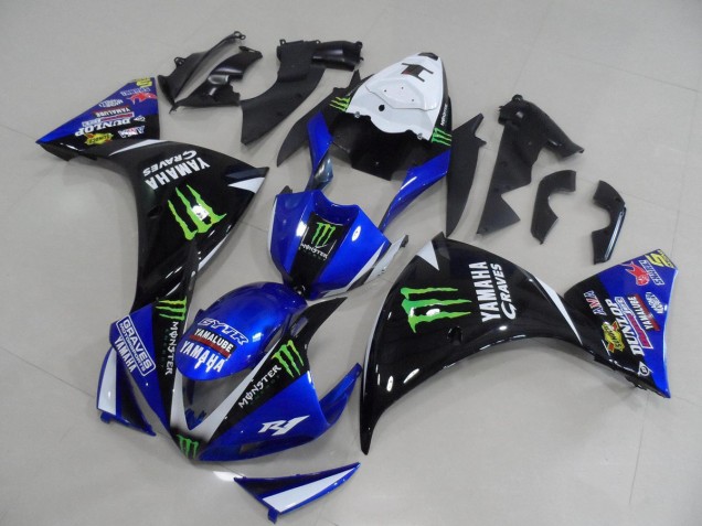 Discount 2009-2011 Blue Black Monster Yamaha YZF R1 Bike Fairings UK Discount 2009-2011 Blue Black Monster Yamaha YZF R1 Bike Fairings UK