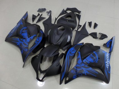 Discount 2009-2012 Matte Black Blue Skull Honda CBR600RR Motorcycle Fairings Kit UK