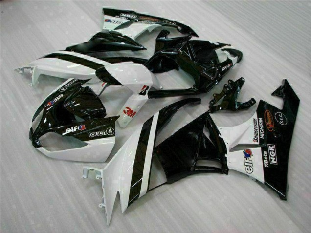 Discount 2009-2012 Black White 3M Touch4 Kawasaki ZX6R Bike Fairings UK Discount 2009-2012 Black White 3M Touch4 Kawasaki ZX6R Bike Fairings UK