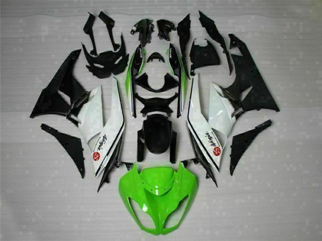 Discount 2009-2012 Green Black White 25 Kawasaki ZX6R Bike Fairings UK Discount 2009-2012 Green Black White 25 Kawasaki ZX6R Bike Fairings UK