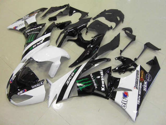 Discount 2009-2012 White Monster Kawasaki ZX6R Moto Fairings UK