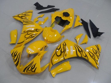 Discount 2012-2014 Yellow Black Flame Yamaha YZF R1 Motorcyle Fairings UK