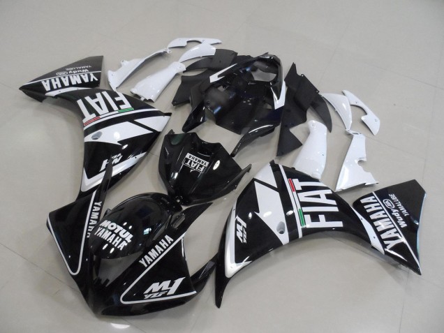 Discount 2012-2014 Black White Fiat Yamaha YZF R1 Motorbike Fairings UK Discount 2012-2014 Black White Fiat Yamaha YZF R1 Motorbike Fairings UK