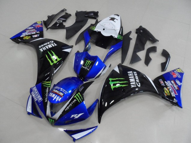 Discount 2012-2014 Blue Black Monster Yamaha YZF R1 Motorcycle Fairing Kits UK Discount 2012-2014 Blue Black Monster Yamaha YZF R1 Motorcycle Fairing Kits UK