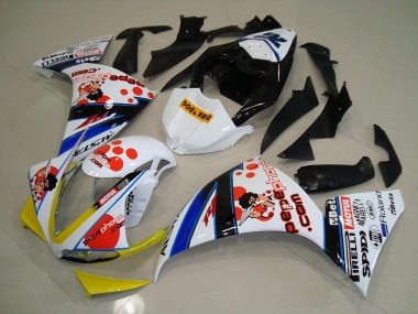 Discount 2012-2014 White Black Pepe Phone Yamaha YZF R1 Motorcycle Fairings Kit UK