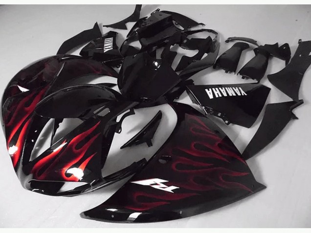 Discount 2012-2014 Red Black Flame Yamaha YZF R1 Motorcycle Fairing Kits UK
