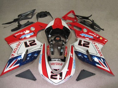 Discount 2007-2014 Red White Breil Xerox 21 Ducati 1098 Motorbike Fairings UK
