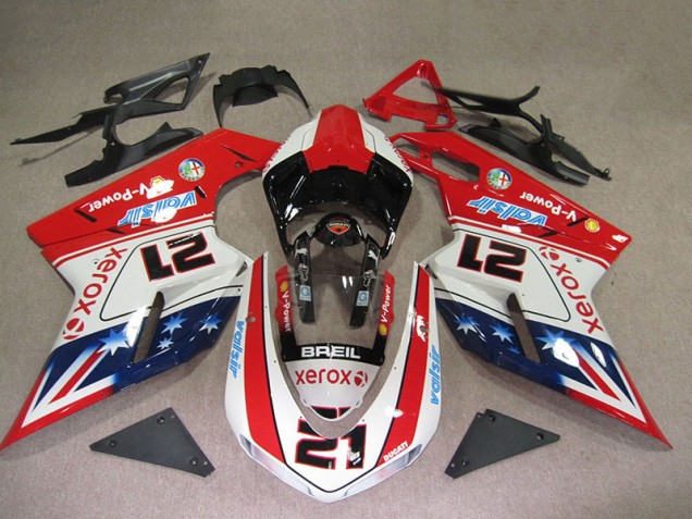 Discount 2007-2014 Red White Breil Xerox 21 Ducati 1098 Motorbike Fairings UK Discount 2007-2014 Red White Breil Xerox 21 Ducati 1098 Motorbike Fairings UK