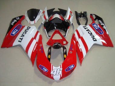 Discount 2007-2014 Red White Tim 46 Ducati 1098 Motorcycle Fairing Kit UK