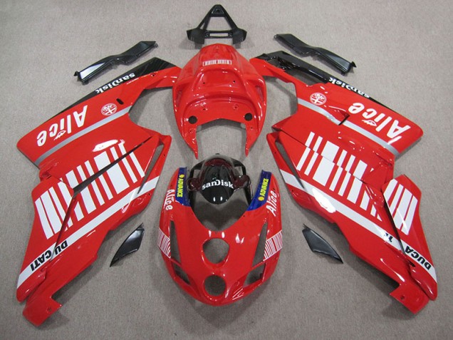 Discount 2005-2006 Red White Alice Sandisk Ducati 749 Moto Fairings UK