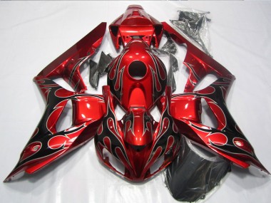 Discount 2006-2007 Red Black Flame Honda CBR1000RR Replacement Motorcycle Fairings UK