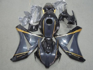 Discount 2008-2011 Black Gold Fireblade Honda CBR1000RR Motorbike Fairing Kits UK