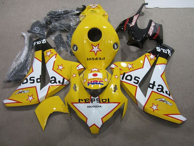 Discount 2008-2011 Yellow Repsol HRC Honda CBR1000RR Replacement Motorcycle Fairings UK
