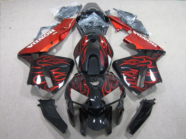Discount 2005-2006 Black Red Flame Honda CBR600RR Motorcycle Fairings Kits UK Discount 2005-2006 Black Red Flame Honda CBR600RR Motorcycle Fairings Kits UK