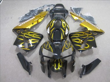Discount 2005-2006 Black Yellow Flame Honda CBR600RR Motorcycle Fairing Kits UK