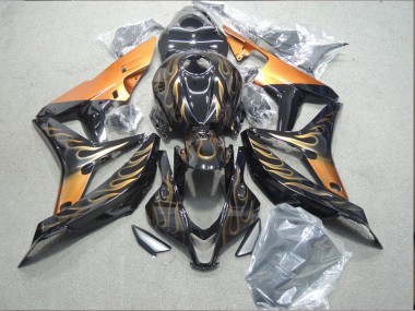 Discount 2007-2008 Black Orange Flame Honda CBR600RR Motorcycle Fairing UK