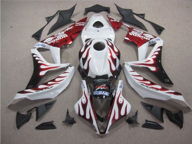 Discount 2007-2008 White Red Flame SHARK Honda CBR600RR Replacement Motorcycle Fairings UK