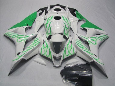 Discount 2007-2008 White Green Flame Honda CBR600RR Motorcycle Fairings Kits UK
