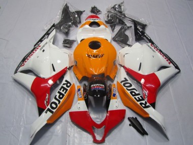 Discount 2009-2012 Orange Red White Repsol Honda CBR600RR Motorcycle Fairing Kit UK