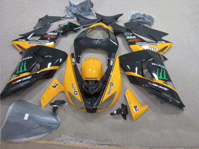 Discount 2006-2007 Black Yellow Touch4 Monster Kawasaki ZX10R Motorcycle Fairing UK Discount 2006-2007 Black Yellow Touch4 Monster Kawasaki ZX10R Motorcycle Fairing UK