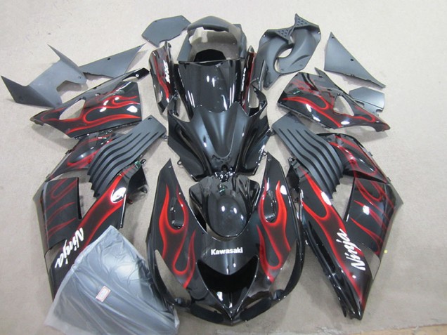 Discount 2006-2011 Black Red Flame Ninja Kawasaki ZX14R ZZR1400 Motorcyle Fairings UK Discount 2006-2011 Black Red Flame Ninja Kawasaki ZX14R ZZR1400 Motorcyle Fairings UK