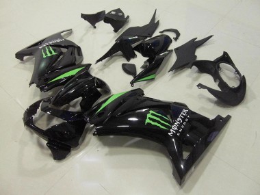 Discount 2008-2012 Black Green Monster Energy Kawasaki ZX250R Motorcycle Fairings Kit UK