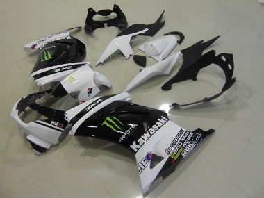 Discount 2008-2012 Black White Monster Kawasaki ZX250R Motorcycle Fairings & Bodywork UK