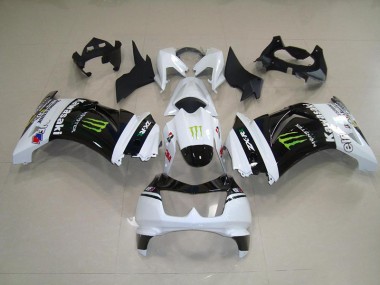Discount 2008-2012 Black White Monster Kawasaki ZX250R Motorbike Fairing UK