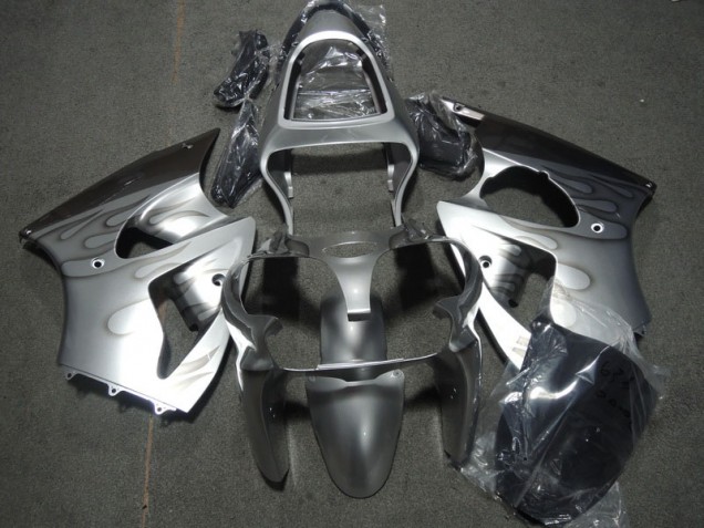 Discount 2000-2002 Silver Flame Kawasaki ZX6R Motorcycle Fairing Kit UK