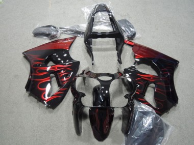 Discount 2000-2002 Black Red Flame Kawasaki ZX6R Motorbike Fairing Kits UK