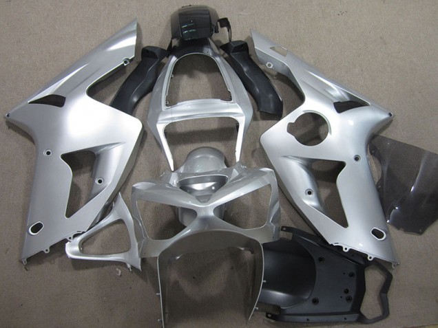 Discount 2003-2004 Silver Kawasaki ZX6R Motorcycle Fairings Kit UK Discount 2003-2004 Silver Kawasaki ZX6R Motorcycle Fairings Kit UK