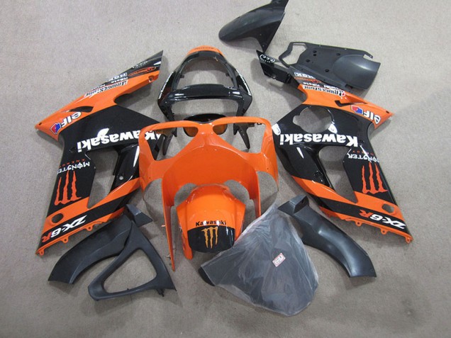 Discount 2003-2004 Black Orange Monster Kawasaki ZX6R Motorbike Fairings UK Discount 2003-2004 Black Orange Monster Kawasaki ZX6R Motorbike Fairings UK