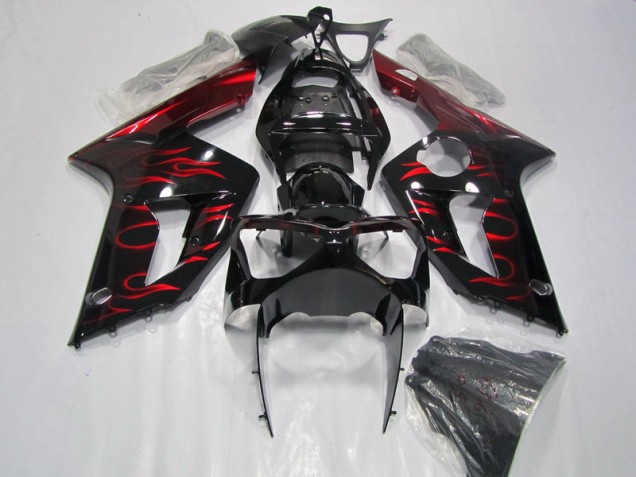 Discount 2003-2004 Black Red Flame Kawasaki ZX6R Motorcycle Fairing UK Discount 2003-2004 Black Red Flame Kawasaki ZX6R Motorcycle Fairing UK