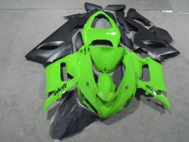 Discount 2005-2006 Green Black Ninja 636 Kawasaki ZX6R Motorcycle Fairings Kits UK