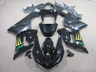 Discount 2005-2006 Black Green Ninja Kawasaki ZX6R Motorcycle Fairing Kits UK