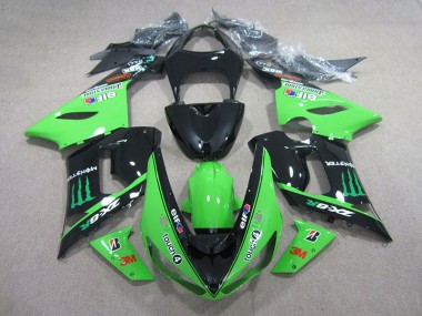 Discount 2005-2006 Black Green 3M Touch4 Monster Kawasaki ZX6R Motorbike Fairing UK
